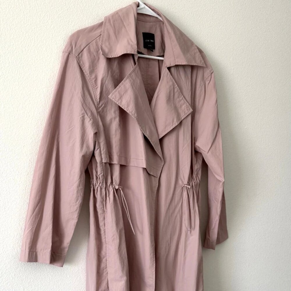 Love Tree Blush Pink Open Front Drawstring Waist Trench Coat Jacket Small NWOT - Picture 6 of 14